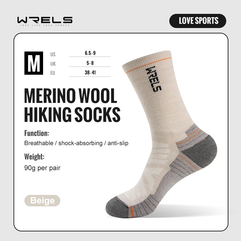 🥾 WRELS Merino Wool Cushion Hiking Socks