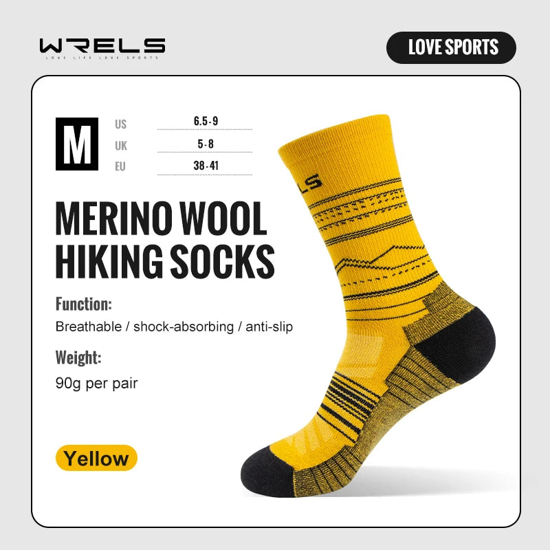 🥾 WRELS Merino Wool Cushion Hiking Socks