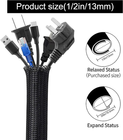 ⚡ Flexible Cable Management Sleeve for Home, Office, and Auto Wiring