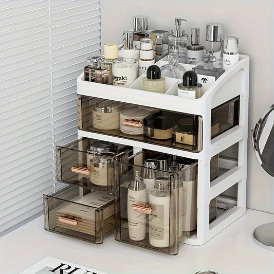 Large Capacity Dust-Proof Cosmetics Storage Box with Drawers