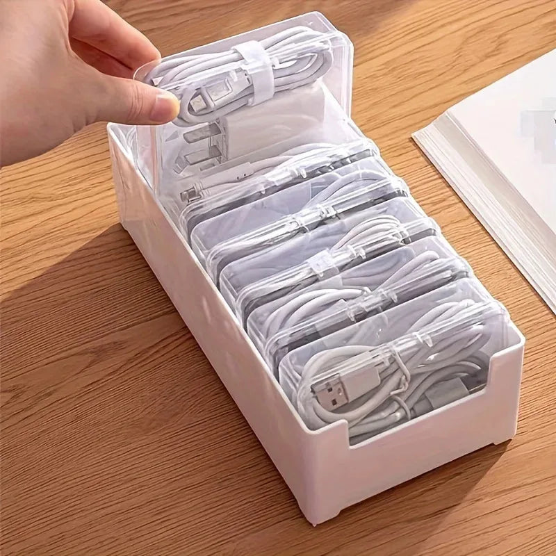⚡ Multi-Grid Wire Storage Box & Tech Accessory Organizer for Office Desk