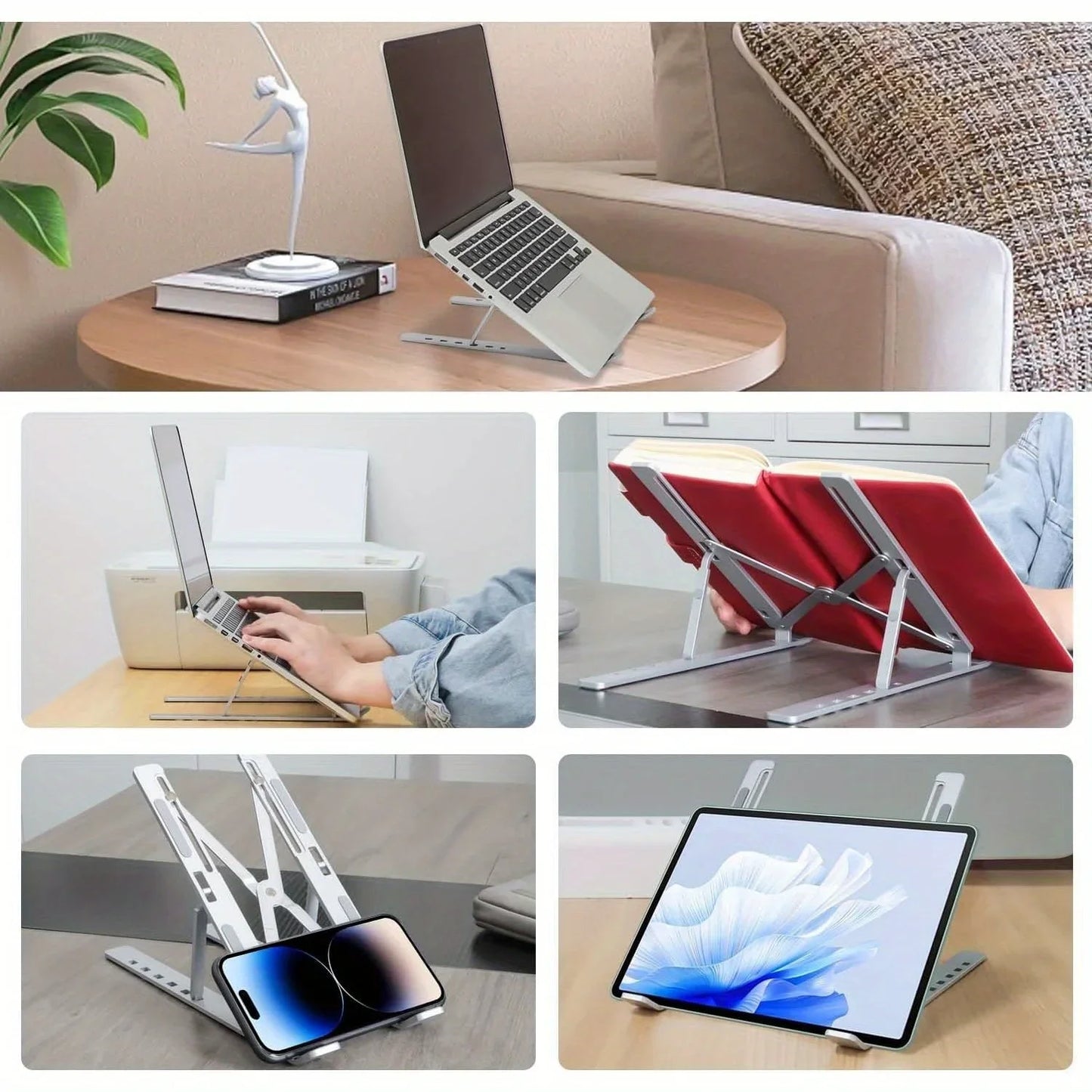 💻 Adjustable Aluminum Laptop Stand with 6-Level Ergonomic Height