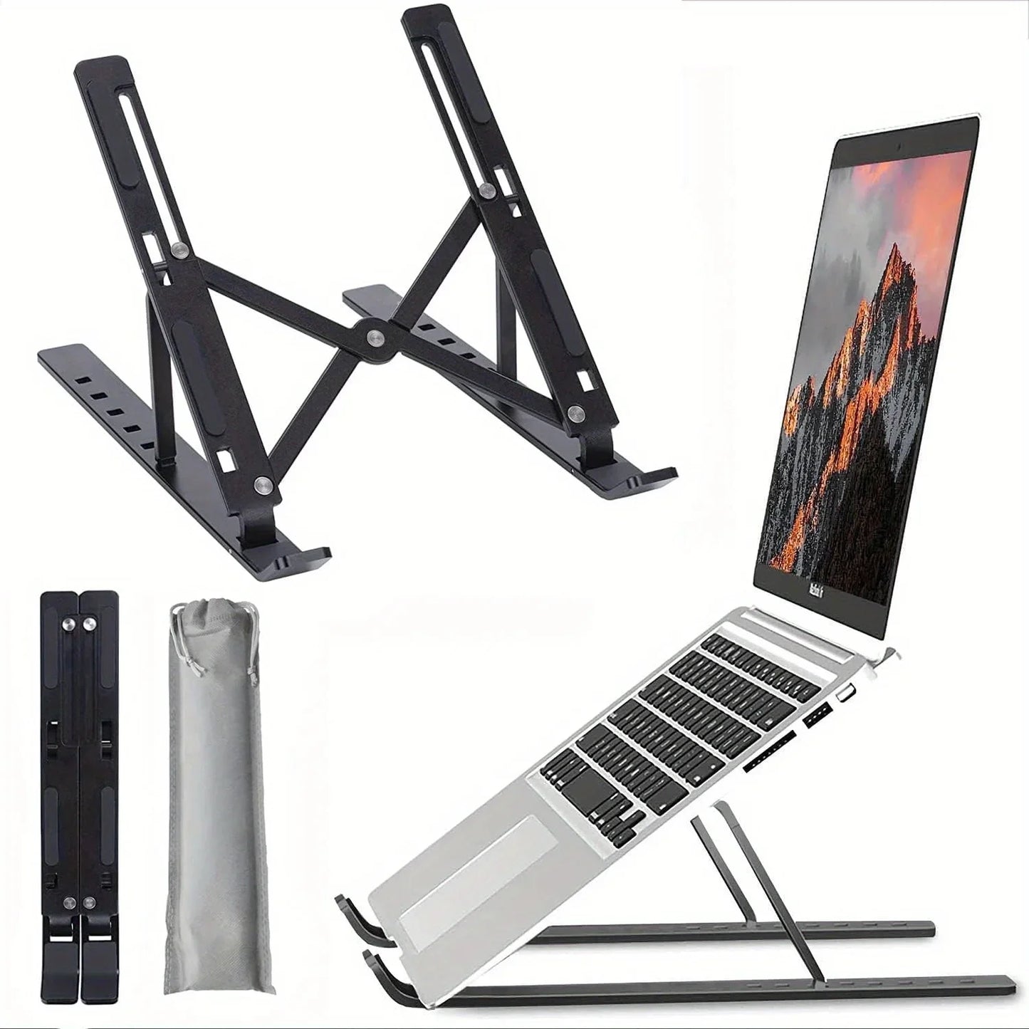 💻 Adjustable Aluminum Laptop Stand with 6-Level Ergonomic Height