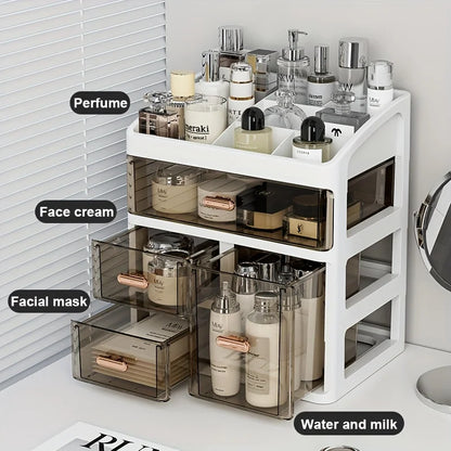 Large Capacity Dust-Proof Cosmetics Storage Box with Drawers