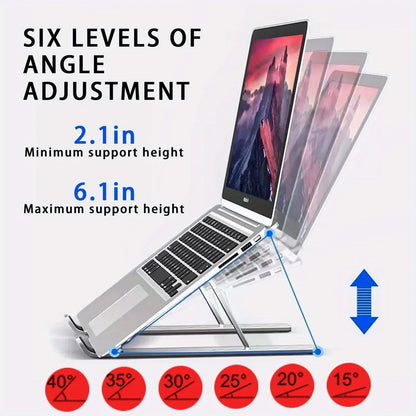 💻 Adjustable Aluminum Laptop Stand with 6-Level Ergonomic Height