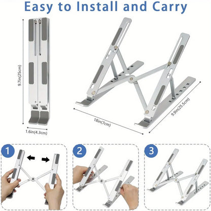 💻 Adjustable Aluminum Laptop Stand with 6-Level Ergonomic Height