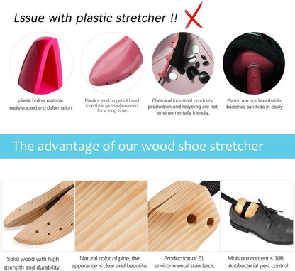 ⚡ 2-Way Adjustable Wood Shoe Expander for Wide Feet