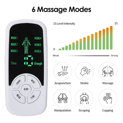 ⚡ 6-Mode Electronic Pulse Massager for Full-Body Muscle Relaxation